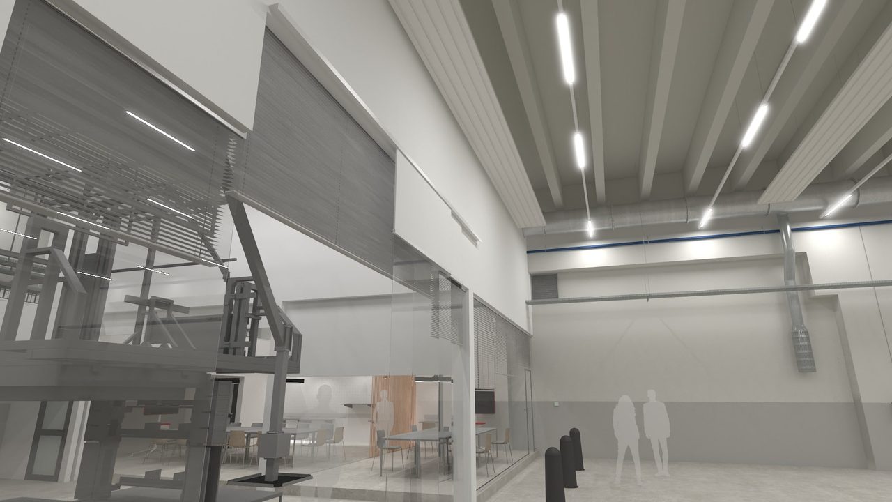 Umnutzung und Einbau eines Designlabors, sowie Prüfstand in Bestandsgebäude. Die