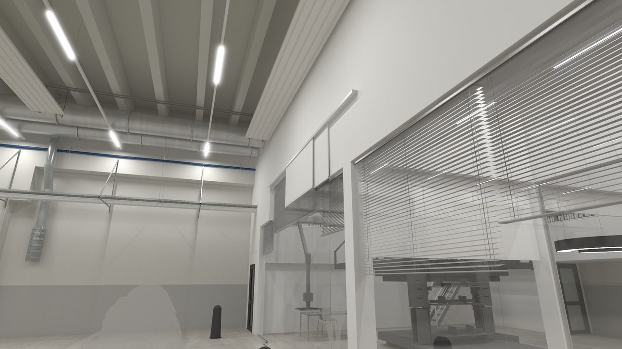 Umnutzung und Einbau eines Designlabors, sowie Prüfstand in Bestandsgebäude. Die