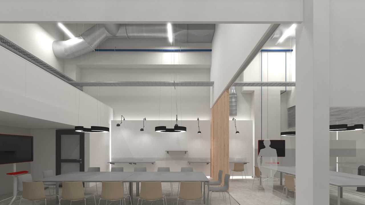 Umnutzung und Einbau eines Designlabors, sowie Prüfstand in Bestandsgebäude. Die