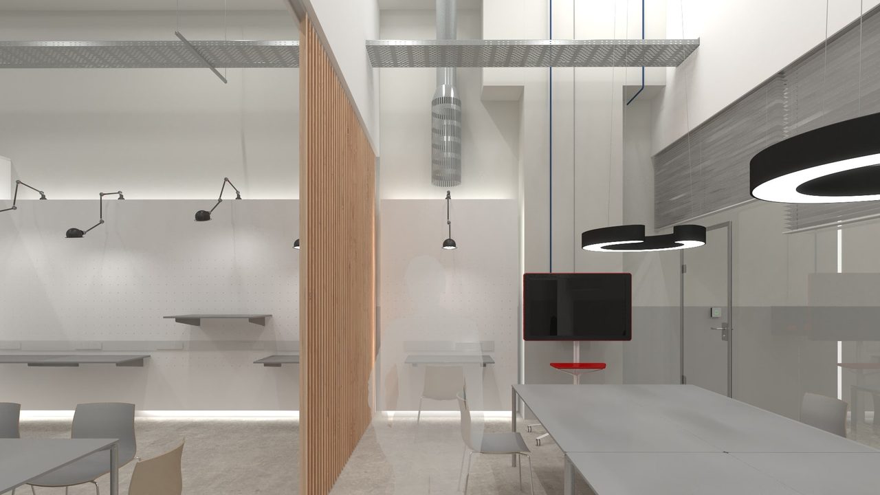 Umnutzung und Einbau eines Designlabors, sowie Prüfstand in Bestandsgebäude. Die