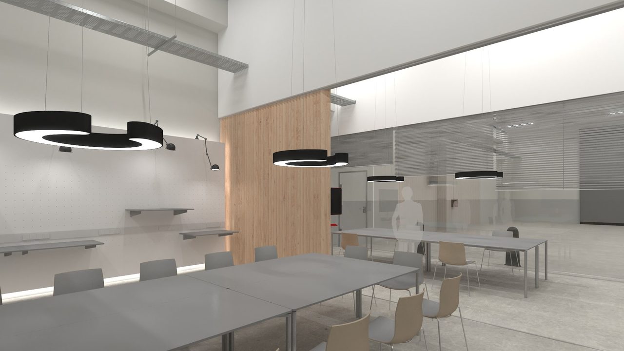Umnutzung und Einbau eines Designlabors, sowie Prüfstand in Bestandsgebäude. Die